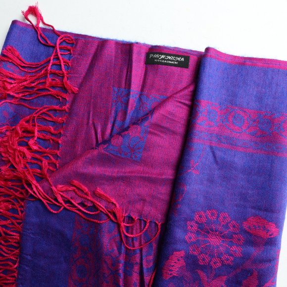 Pashmina 100% Cashmere Wrap β’ Reversable β’ Pink Purple β’ 74x28 - Picture 9 of 13